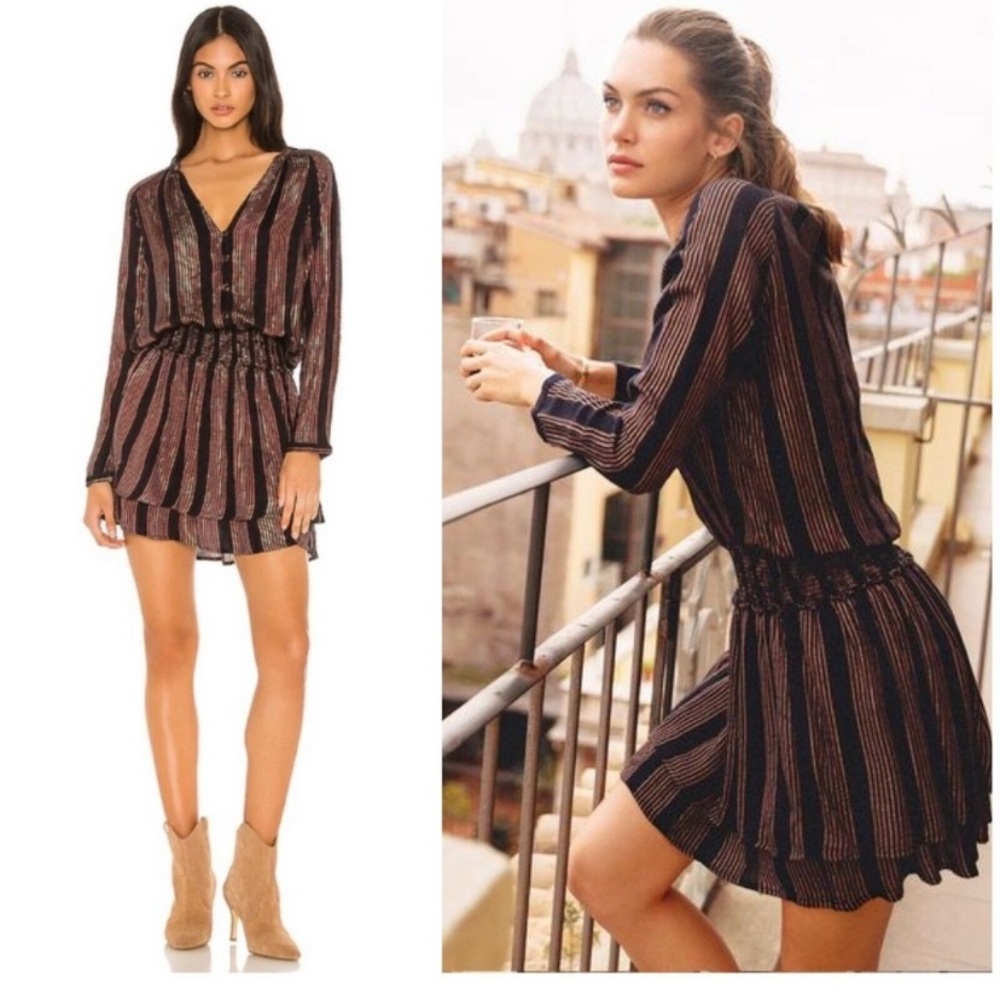 Rails Midas Stripe long sleeve button dress NWT